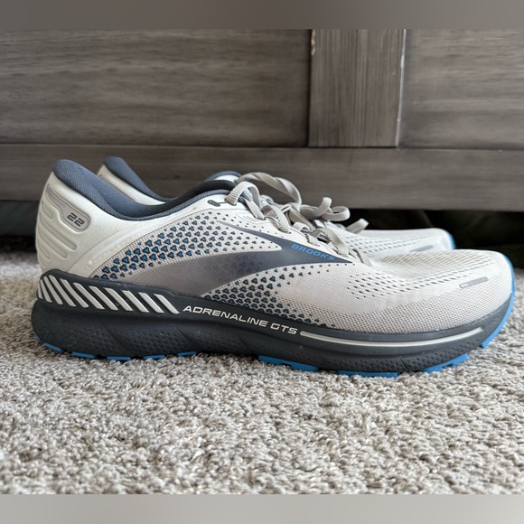New Brooks Adrenaline GTS 22 Running Shoes in Oyster/India Ink/Blue, 13 Wide 2E - Picture 1 of 8